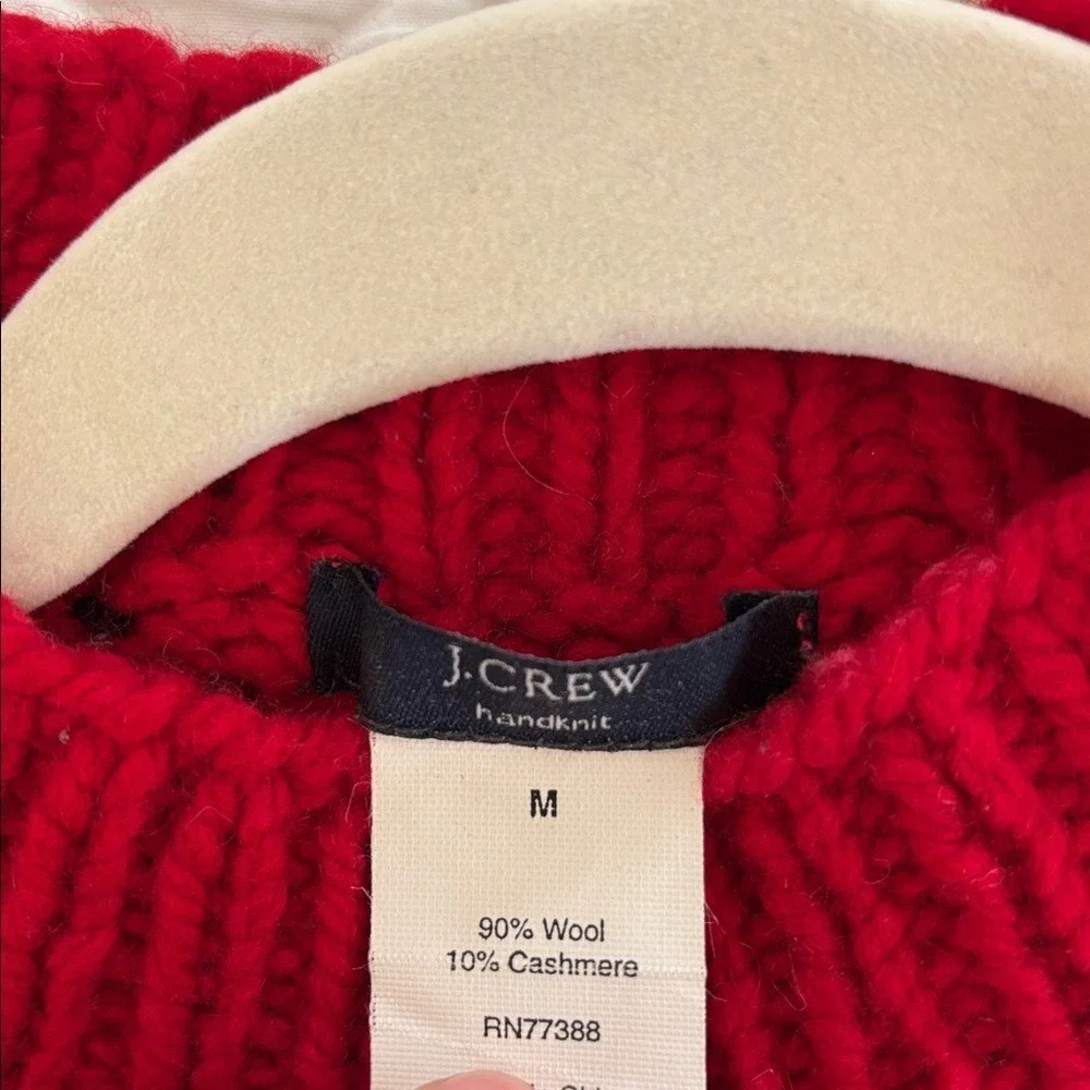 J. Crew Vintage Hand Knit Wool Cashmere‎ Fairisle Icelandic Red Sweater Medium